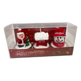 Kit 3 Velas Natalinas Decorativas Papai Noel E Árvore