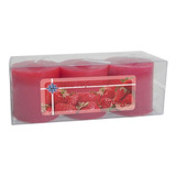 Kit 3 Velas Perfumadas De 1 Dia   Aroma Morango