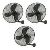 Kit 3 Ventiladores Venti50p Preto 50 Cm 3 Anos De Garantia
