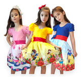 Kit 3 Vestido Infantil Princesas Personagens