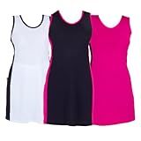 Kit 3 Vestidos Feminino Beach Tennis Dry Fit Elimina Suor BR Alfa G Regular Regular Preto Pink Branco 