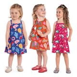 Kit 3 Vestidos Infantil Menina Verão Moda Kyly
