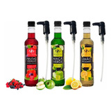 Kit 3 Xarope Para Soda Italiana Dilute Com Dosador Sabores