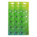Kit 30 Baterias Pilhas Alcalina Lr621 1 5v 3 Cartelas Elgin