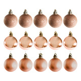 Kit 30 Bolas De Natal Mista Fosca Lisa Glitter Cor Champanhe Rio Master