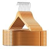 Kit 30 Cabides De Madeira Adulto 360 Para Roupas Calças Cor Marfim Envernizados