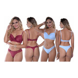 Kit 30 Conjuntos Lingerie Renda Variados Atacado Sutiã Bojo