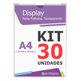 Kit 30 Display Parede Petg A4 Porta Folha Fita Dupla Face