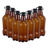 Kit 30 Garrafa growler 1l Pet Reforçado Ambar Tampa E Alça