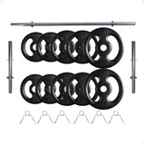 Kit 30 Kg De Anilhas De Ferro Barras De Supino E Halteres