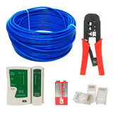 Kit 30 Mt Cabo Rede Testador Alicate Decapador 50 Plug Rj45