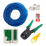 Kit 30 Mts Cabo Rede Testador Alicate 50 Plugs Rj45 Promoç