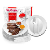 Kit 30 Prato Garfo E Faca Descartável Pra Churrasco Refeição