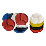 Kit 30 Prato Petisqueira 3 Divisória 18cm Bandeja Aperitivo