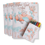 Kit 30 Revistinha Para Colorir Giz De Cera Ursinho Aviador
