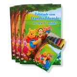 Kit 30 Revistinha Para Colorir Giz De Cera Ursinho Pooh