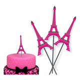 Kit 30 Topo De Bolo Torre Eiffel Espeto Palito Festa Paris