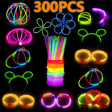 Kit 300 Glow Sticks Pulseiras De