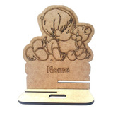 Kit 300 Porta Celular Criança E Urso Personalizado Mdf
