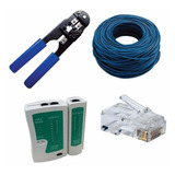 Kit 305m Cabo Rede Testador Alicate 50 Plugs Rj45