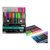 Kit 36 Canetas Gel Neon Glitter Colorida Perfumada Metálica