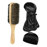 Kit 360waves durag Escova Dupla E Wave Cap Cor Preto