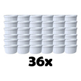 Kit 36x Ramekin 135ml Porcelana Molho Molheira Finger Foods Cor Branco Canelado