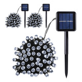 Kit 3cx Pisca Pisca Guirlanda Solar Natal 100led Branco 2 5w