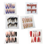 Kit 3cx Unha Postica Decorada Longa Bailarina Almond Strass