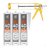 Kit 3pç Pu 40 Cinza Pistola Aplicadora Fim Das Goteiras