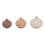 Kit 3pçs Mini Vasos Em Cerãmica Decoração Ambientes 3 Cores