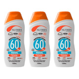 Kit 3u Protetor Bloqueador Solar Facial Fps 60 120ml Nutriex