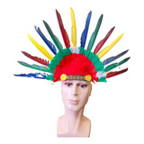 Kit 3un Fantasias Cocar Índio Colorido Carnaval Com Penas