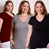 Kit 3x Blusa Camiseta Academia Feminina Plus Size G1 G2 G3 3