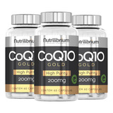 Kit 3x Coenzima Q10 200mg Gold 180 Cápsulas 3 Meses Sabor Sem Sabor Bodyaction Tradicional
