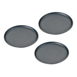 Kit 3x Forma Assadeira Para Pizza Antiaderente Bandeja 35cm