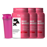 Kit 3x Max Shaker 400g Cada Max Titanium Sabor Morango
