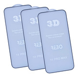 Kit 3x Películas De Vidro 3d 5d Para iPhone 14 Pro Max