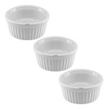 Kit 3x Ramekin Molheira Pequeno Porcelana 40ml Buffet Forno