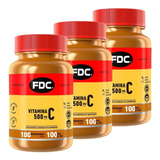 Kit 3x Vitamina C 500mg Ácido Ascórbico Fdc 100 Comprimidos