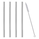 Kit 4 1 4 Canudos Aço Inox Metal Reutilizável 1 Escova