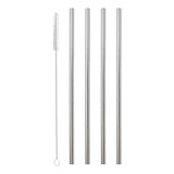 Kit 4 1 4 Canudos Aço Inox Metal Reutilizável 1 Escova