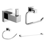 Kit 4 Acessórios De Banheiro De Aço Inox Cromado Luxo