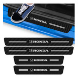 Kit 4 Adesivo Soleira De Porta Carro Honda Fibra De Carbono