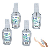 Kit 4 Álcool Líquido 70 Inpm Spray 60ml De Bolso Revenda