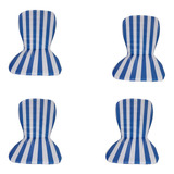 Kit 4 Almofada Cadeira De Praia Impermeável Listrada Azul