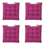 Kit 4 Almofadas Assentos De Cadeira Futton Futon 40x40cm Cor Rosa Pink Desenho Do Tecido Liso