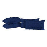 Kit 4 Almofadas Cheias 60x30 Decorativa 300 Fios Poppy Cor Marinho Liso
