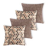 Kit 4 Almofadas Decorativas Cheias Estampada E Lisa De Sofá