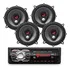 Kit 4 Alto Falante 5 E 6pol + Radio Mp3 Bluetooth Usb Sd Aux